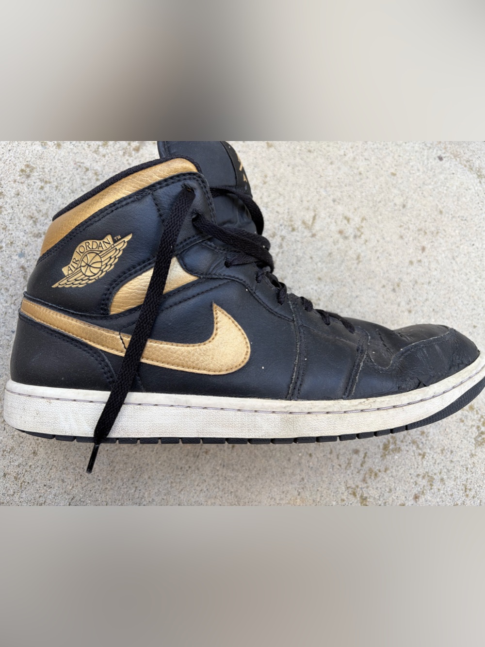 Men's Air Jordan 1 Shoes Black Gold Retro OG 13 High Basketball GOAT Sneakers